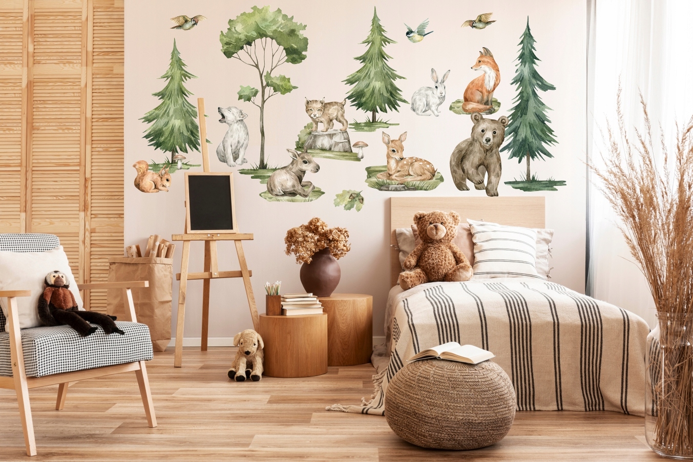 SIENŲ lipdukai MIŠKO GYVŪNAI 50x100cm MIŠKAS 8