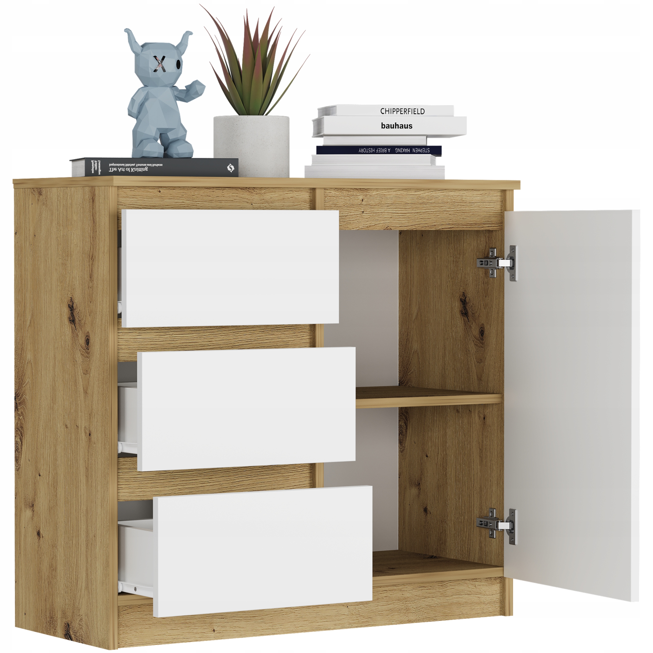 KRŪTINĖ R-80-S3 SPINTELĖ 3 STALČIAI ARTISAN MIX BALTA