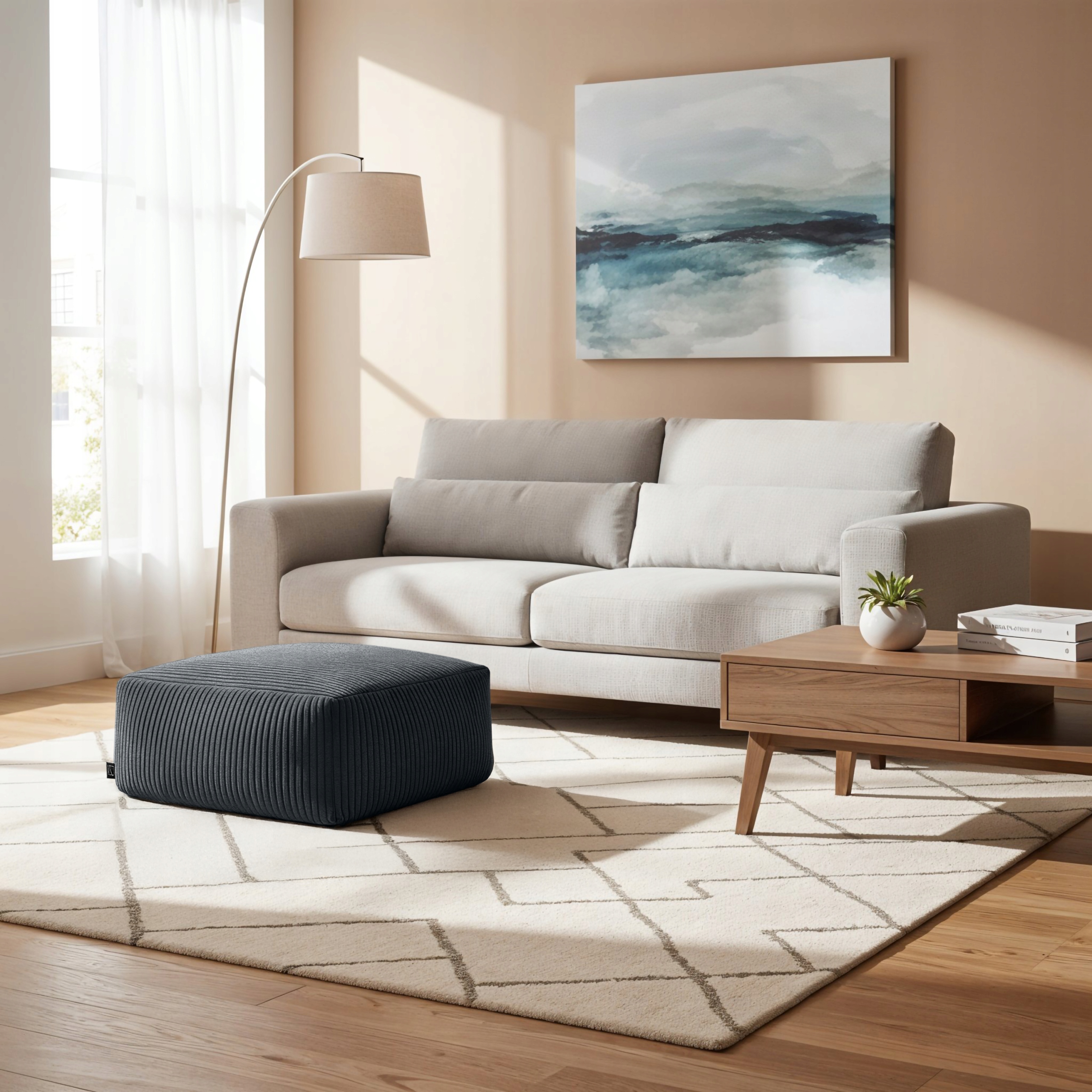 MODERNUS PUFF POUF SEAT 45 CM Kvadratas SVETAINEI MINKŠTA POJŲ ATRAŠKĖ