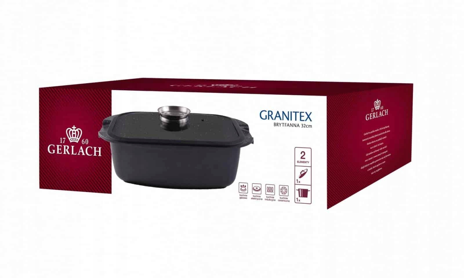 Keraminė keptuvė su grūdintu dangčiu GERLACH GRANITEX neprideganti 5,6 l