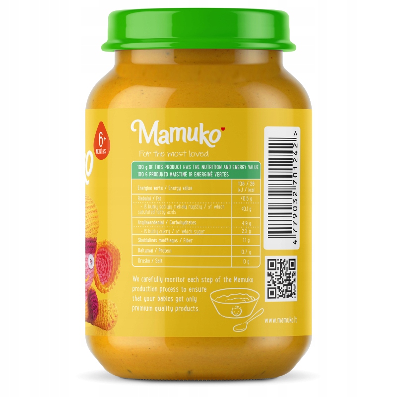 Vakarienė vaikams Ekologiška morkų moliūgų bulvė nuo 6m+ Mamuko 190g