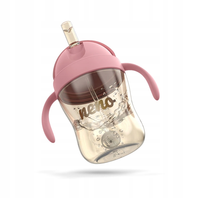 NENO BEBESITO ROŽAS VAIKŲ BUTELIUKAS SU ŠIAUDU IR SVORIS 240ml