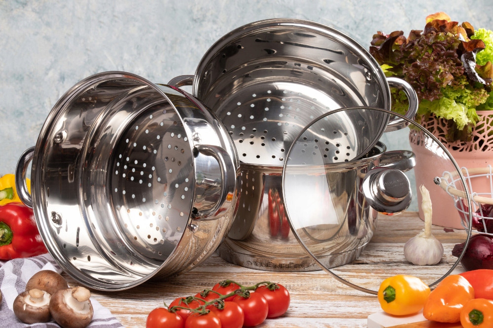 GARINIMO PUODAS Garų puodas 4 vnt 5L 24cm INDUKCINĖS Dujos 9244