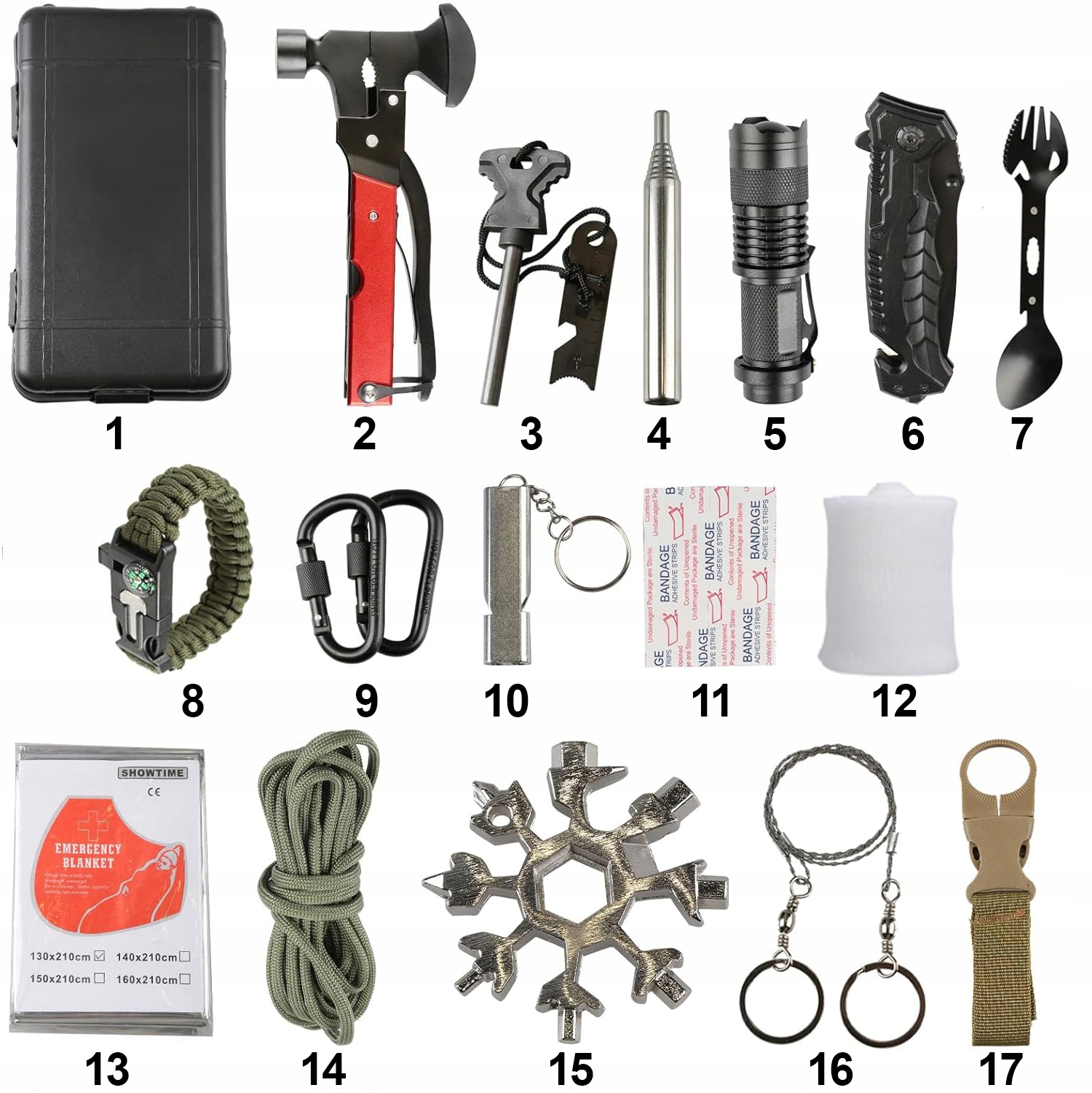 Military Survival Survival Kit Multitool 52pcs XL