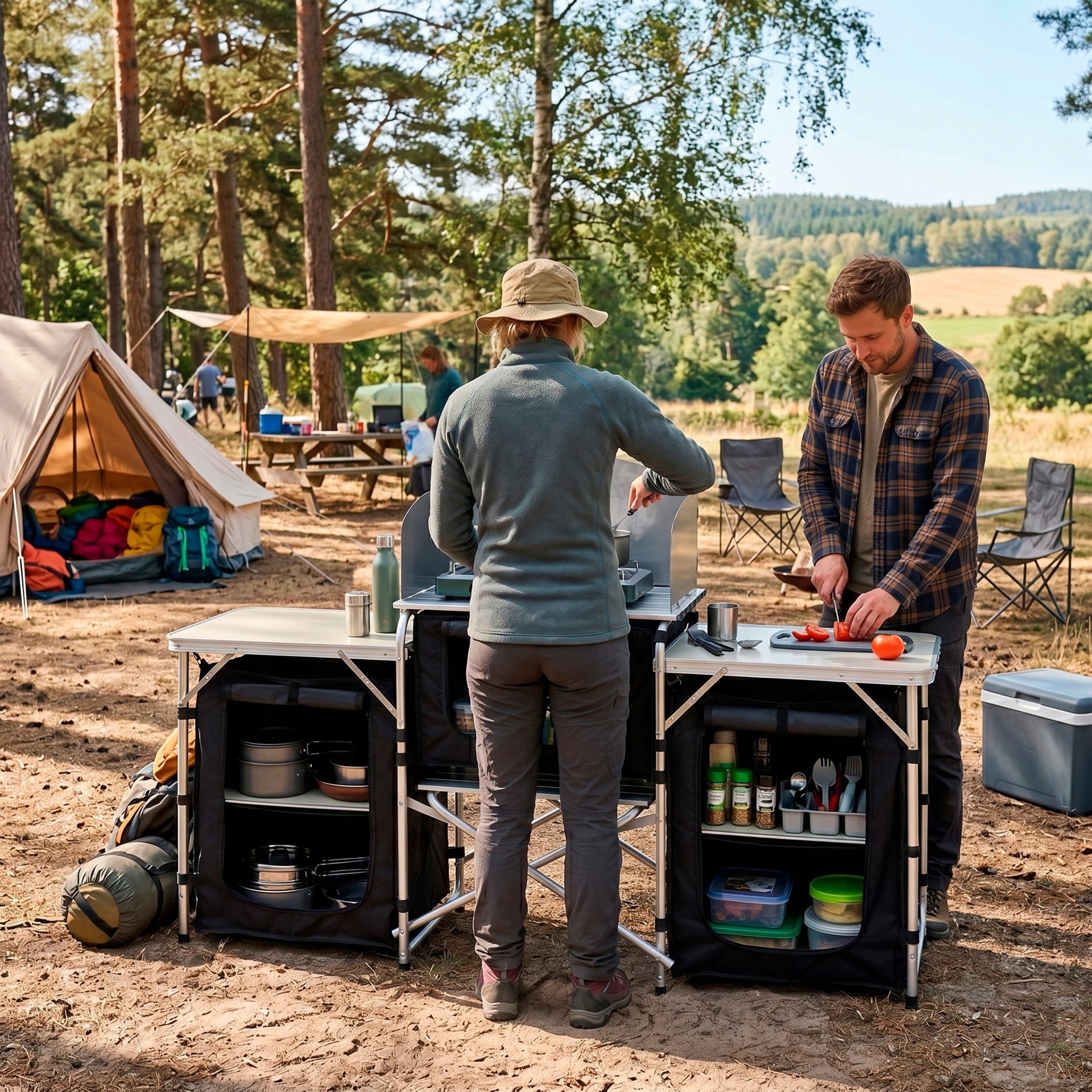 Springos sulankstoma turistinė virtuvė lagamine