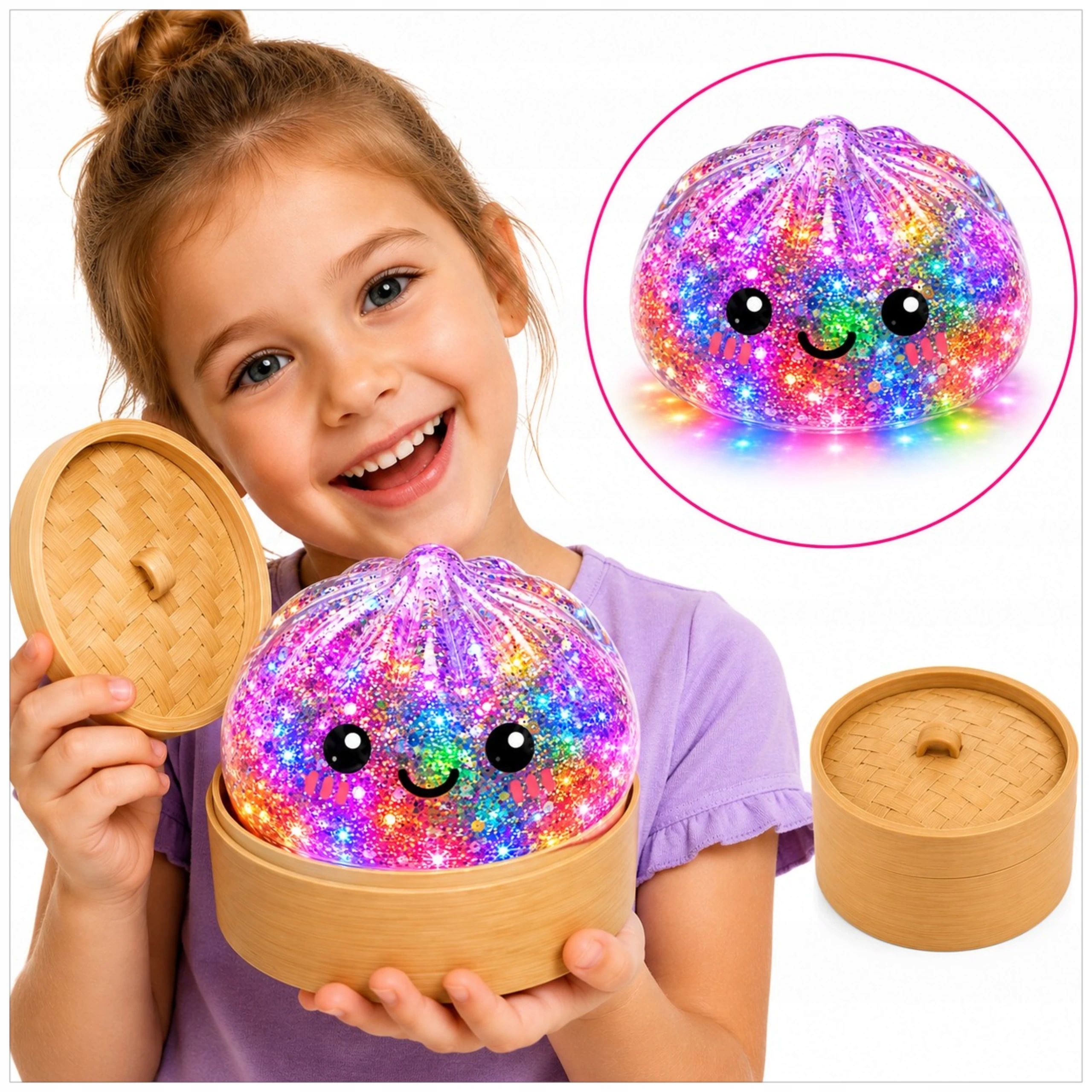 Toys gniotek pieróg świecący brokat dumpling