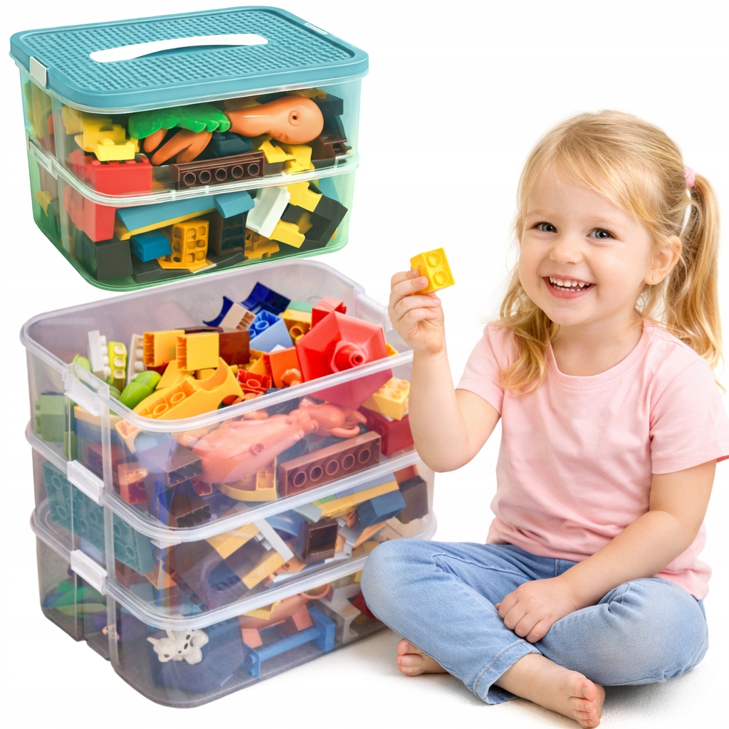 LEGO BLOCKS TOYS ORGANIZER KONTEINERIS Sluoksniuotas DIDELIS 5 pakopų 35 L
