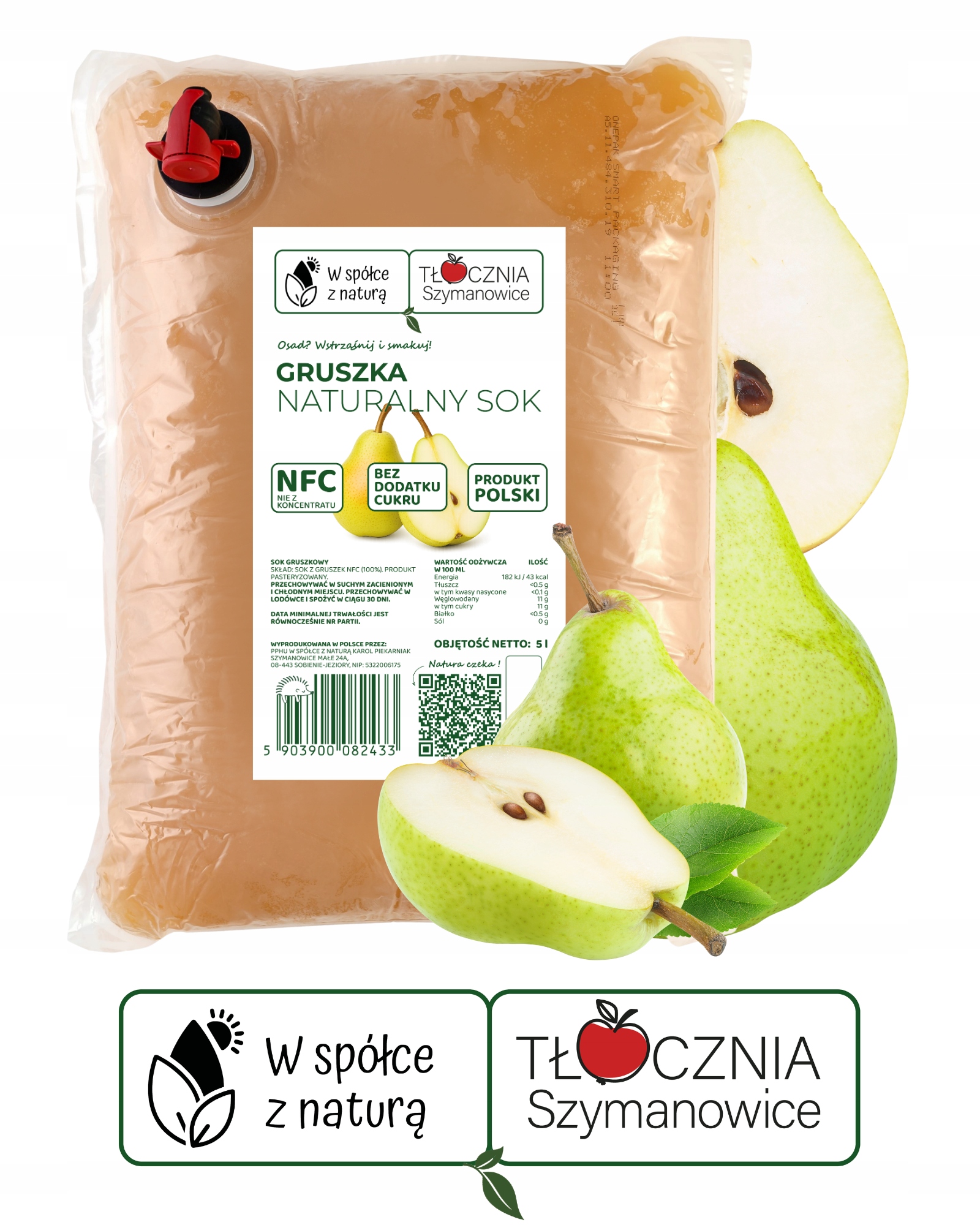 Tłocznia Szymanowice krūšų sultys 100% NFC 5l