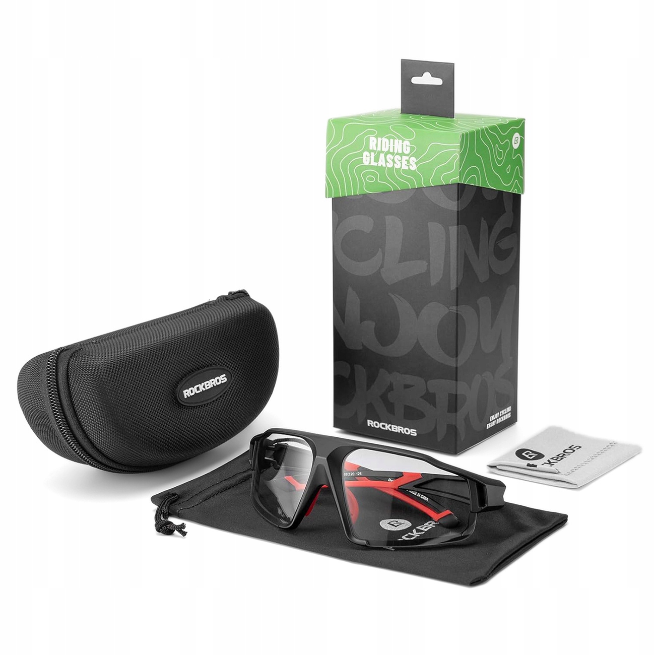 Rockbros SP216BK fotochrominiai UV400 dviračių akiniai - juodi ir raudoni