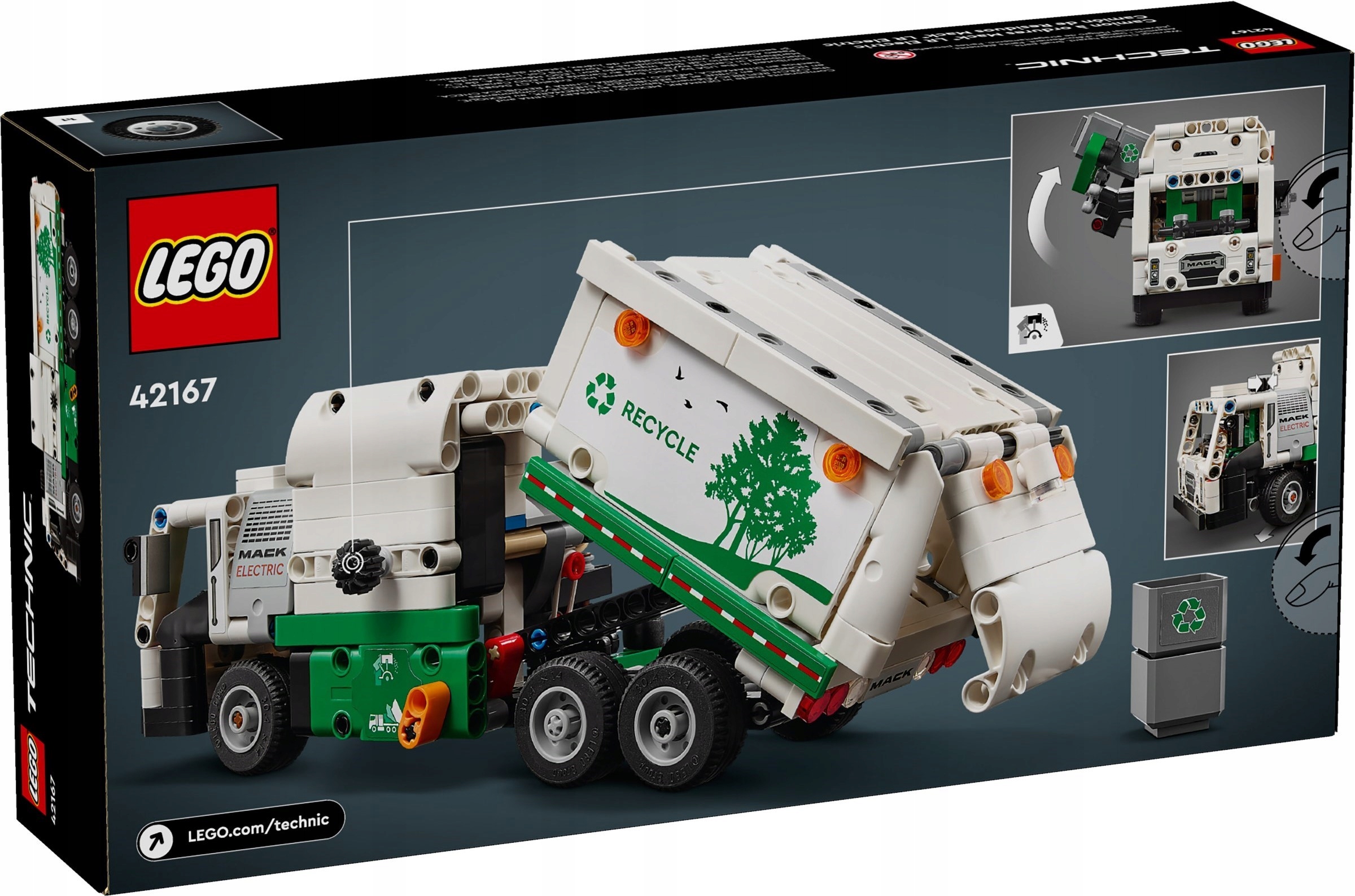 LEGO 42167 TECHNICS ELEKTRINIS Sunkvežimis MACK ŠIUČIŲ VEŽIMAS + DOVANŲ KREPŠĖ