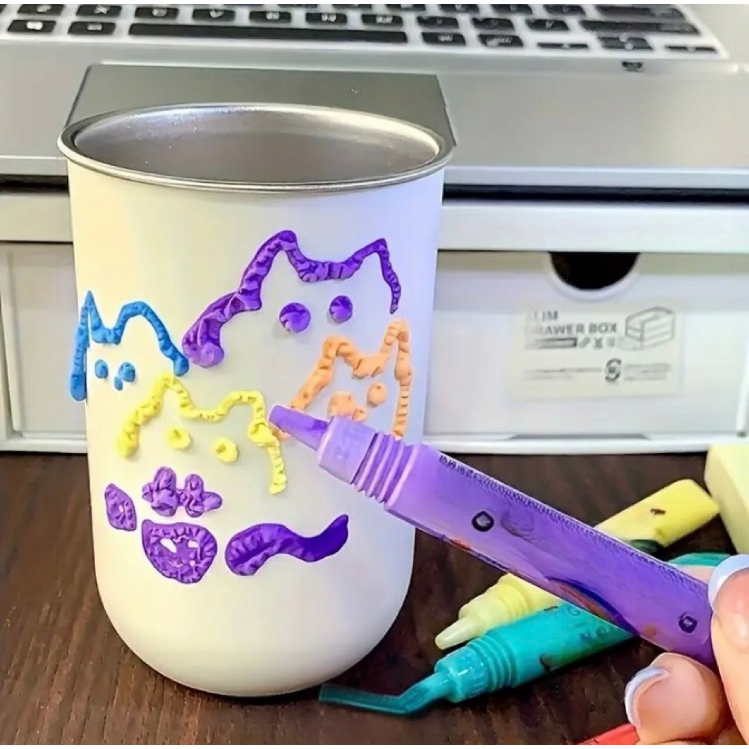 Popcorn Pens 3D žymekliai auginimo žymekliai PUFF efektas 6 vnt