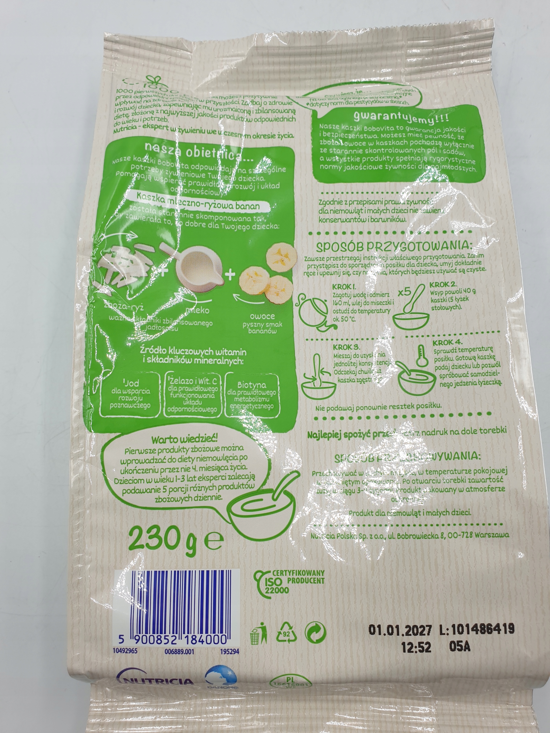BoboVita pieninių ryžių košės bananas po 6 mėnesių 230 g