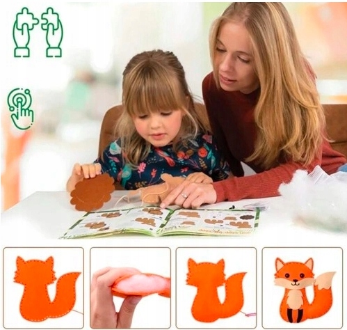 SIUVIMO RINKINYS VAIKAMS 12 Vnt. MIŠKO GYVŪNŲ „pasidaryk pats“ veltinis