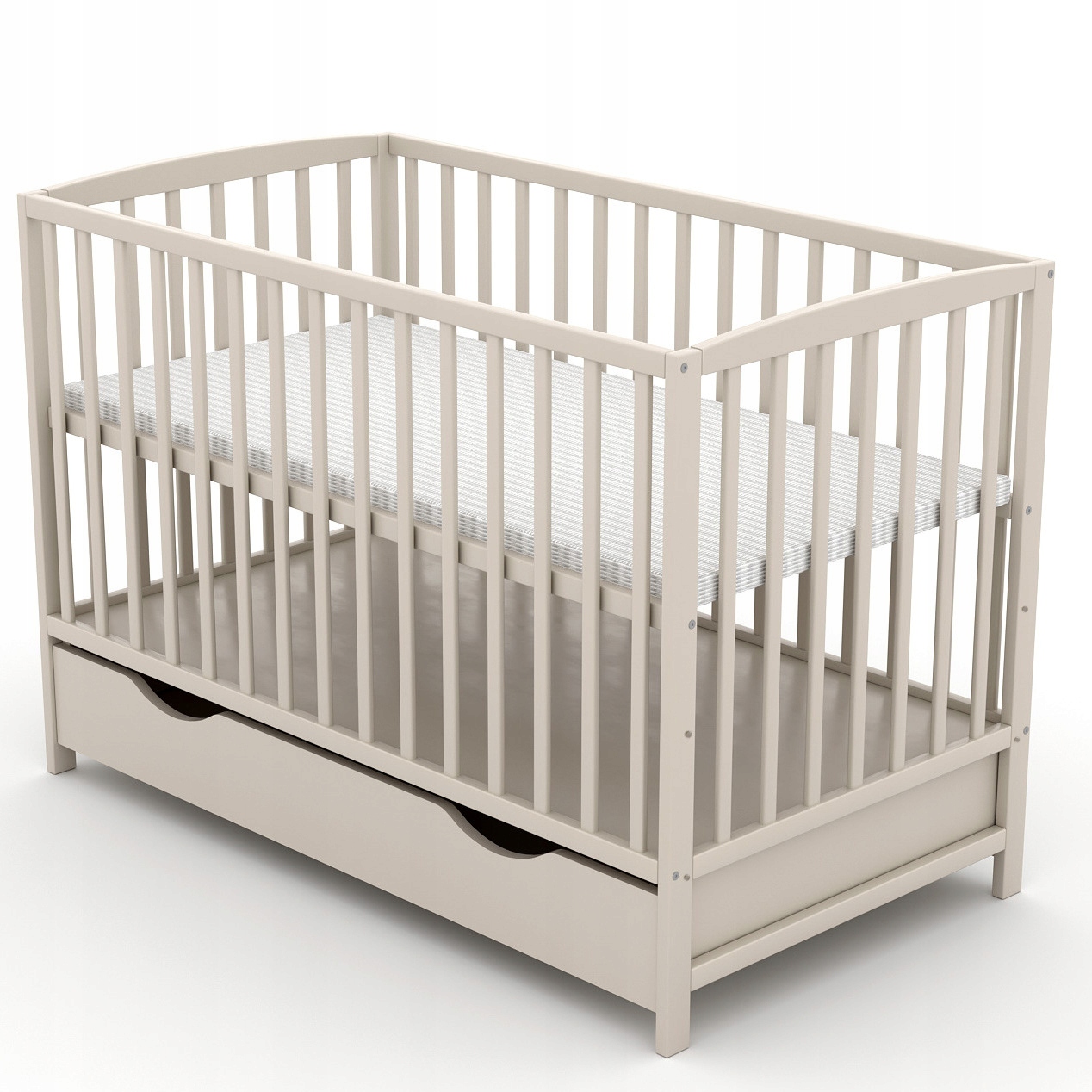 KRZYŚ KASZMIR su stalčiumi ir TAUPE turėklai Kūdikio lova 120x60