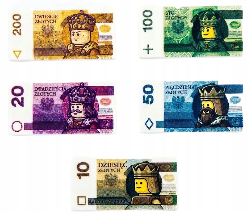 LEGO 1x2 balta plytelė banknotai 5 vnt.