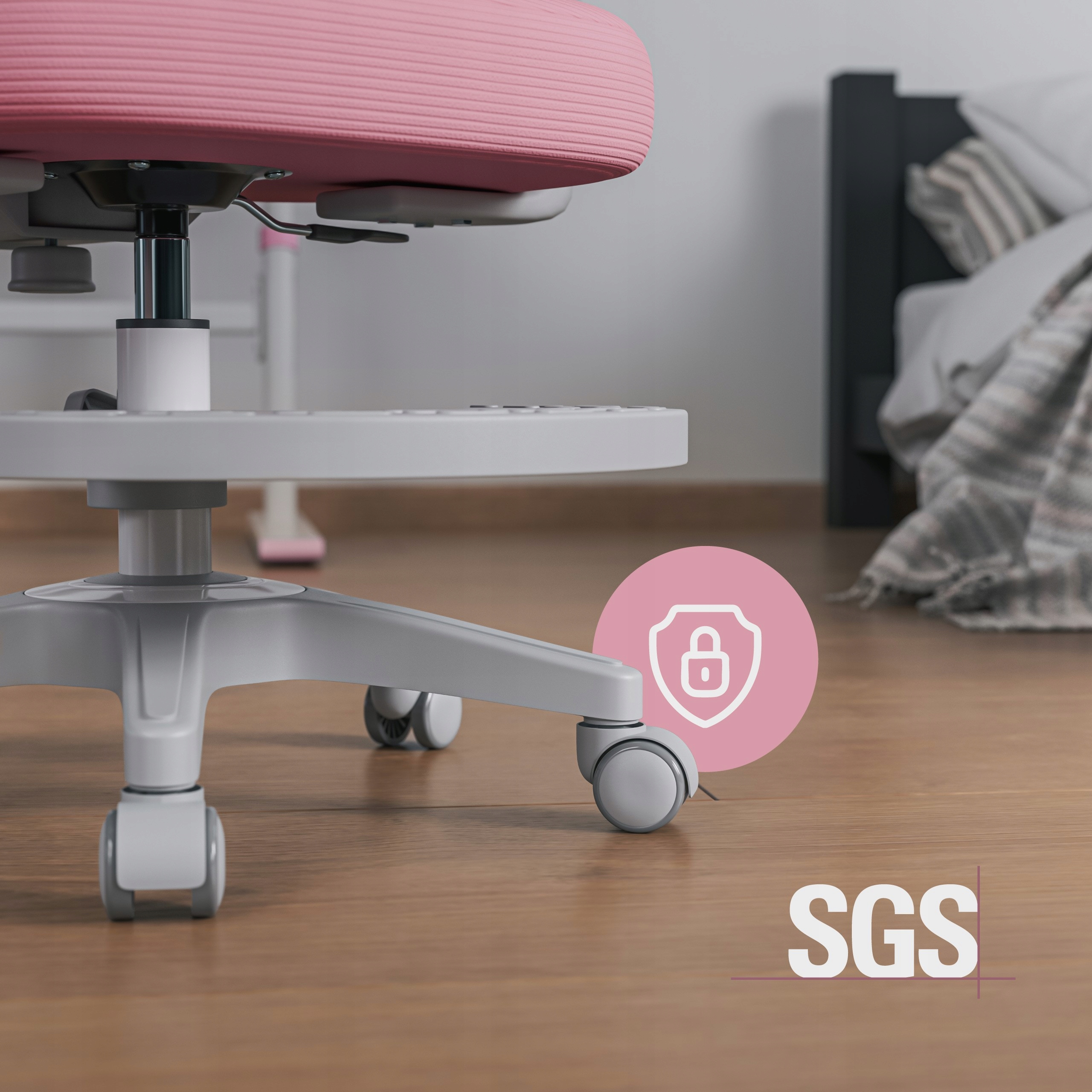 Markadler vaikiška ergonominio rožaus biuro besisukanti kėdė