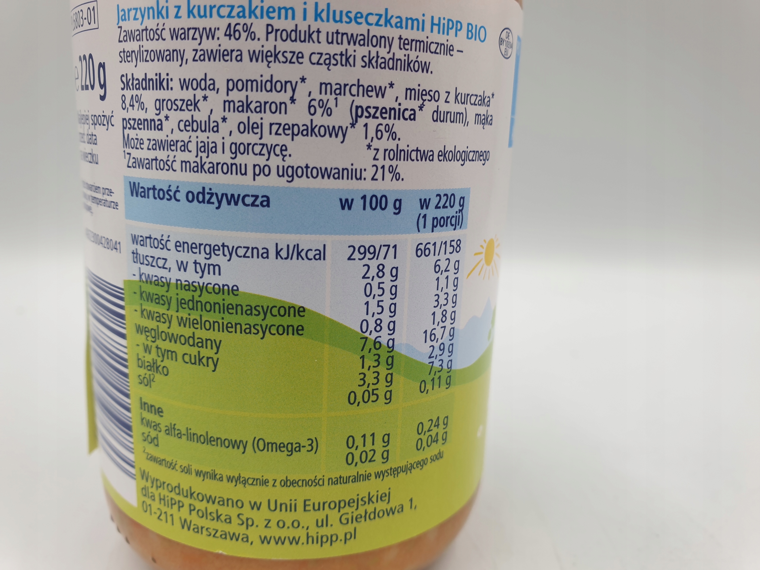 Hipp vakarienė DARŽOVĖS SU VIŠTA IR KDUKULINIAI nuo 9 mėn. 220 g
