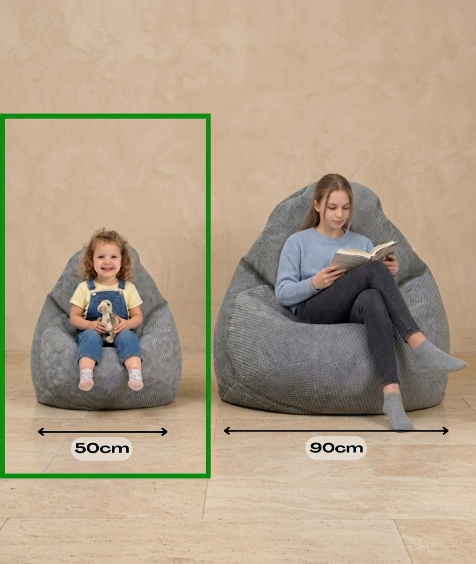 Patogus fotelis Pouf Sako 60x50cm minkštas pliušinis pilkas šviesus sėdynė