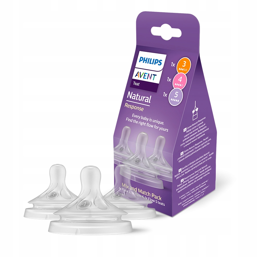 PHILIPS AVENT NATURAL TRIJOS ANTICOLIKO SPINČIŲ PAKETAS 3 SKIRTINGI SRAUTAI 1M+