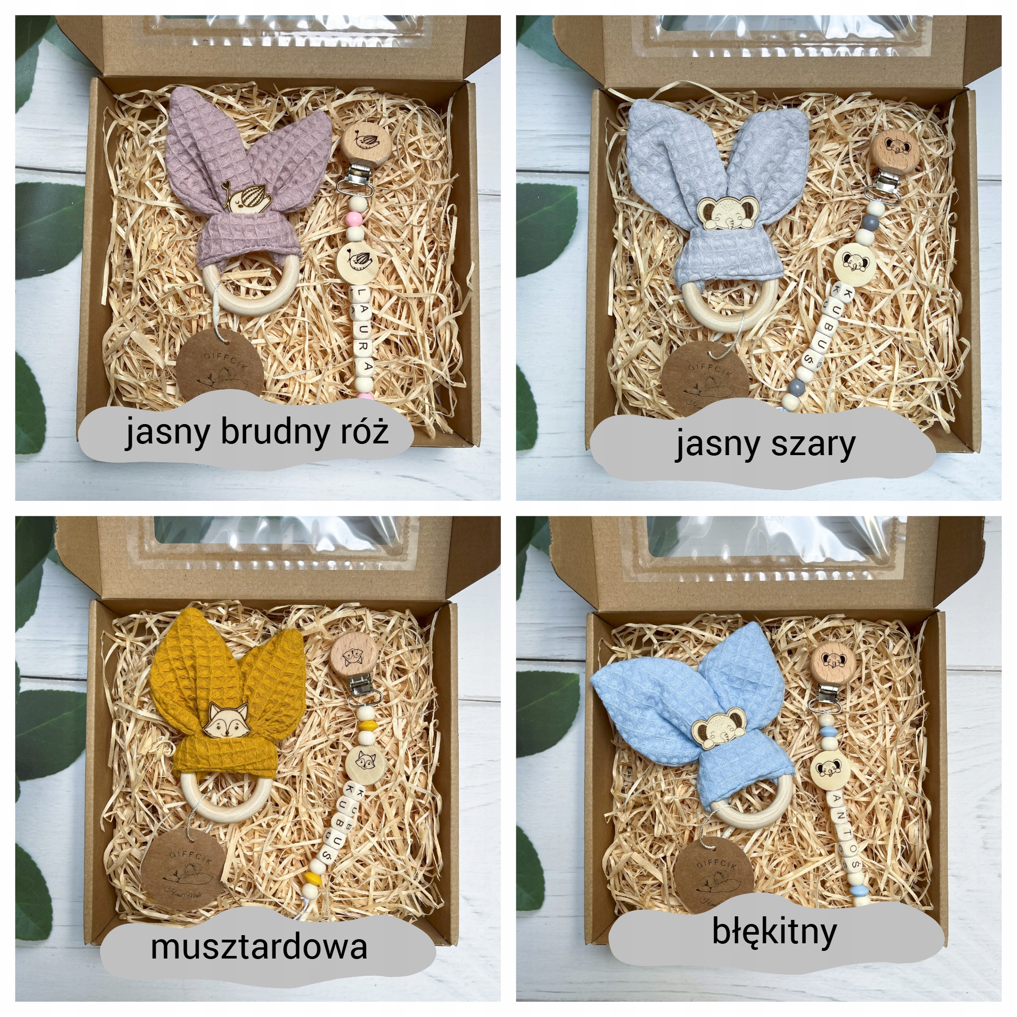 Dovana kūdikiui, rinkinys su dantukais ir personalizuotas čiulptuko pakabukas