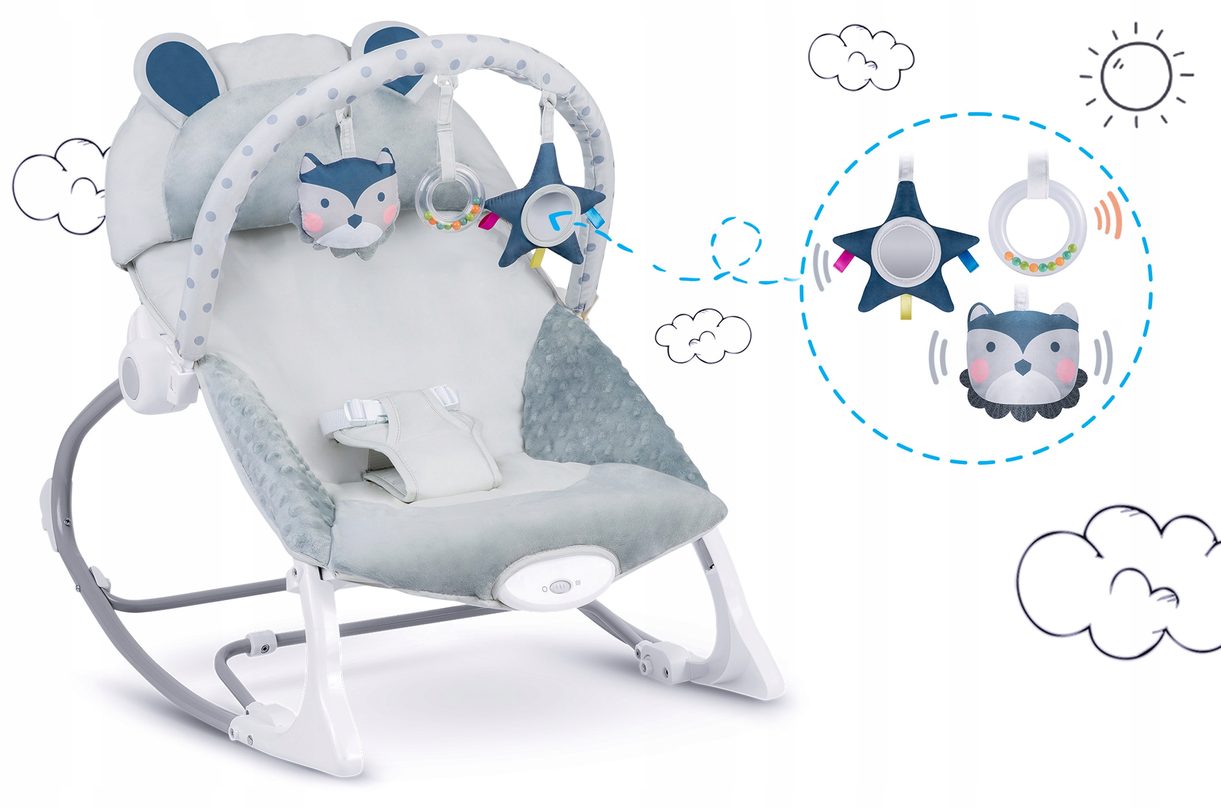 BABY BUNCH BUCKER 2 viename lopšys VIBRACINIAI ŽAISLAI Ricokids