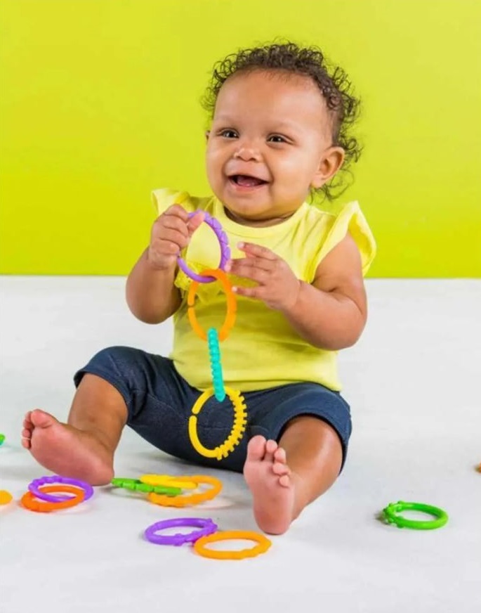 ĮVAIRIŲ FORMŲ IR SPALVŲ 24x SENSORY TEETHER pakabukų RINKINYS - DOVANA!