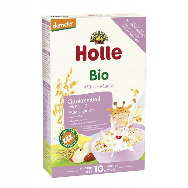 Holle Junior Multigrain muslis su vaisiais po 10 mėnesio, 250g