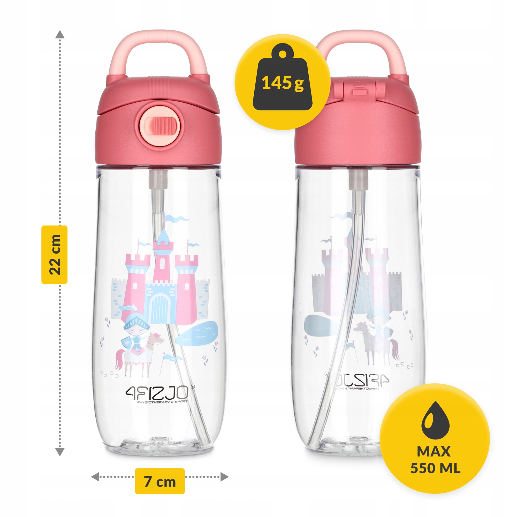 VANDENS BUTELIS VAIKŲ BUTELIŲ GĖRIMAS MOKYKLUI TRITAN SPORTS 550 ML