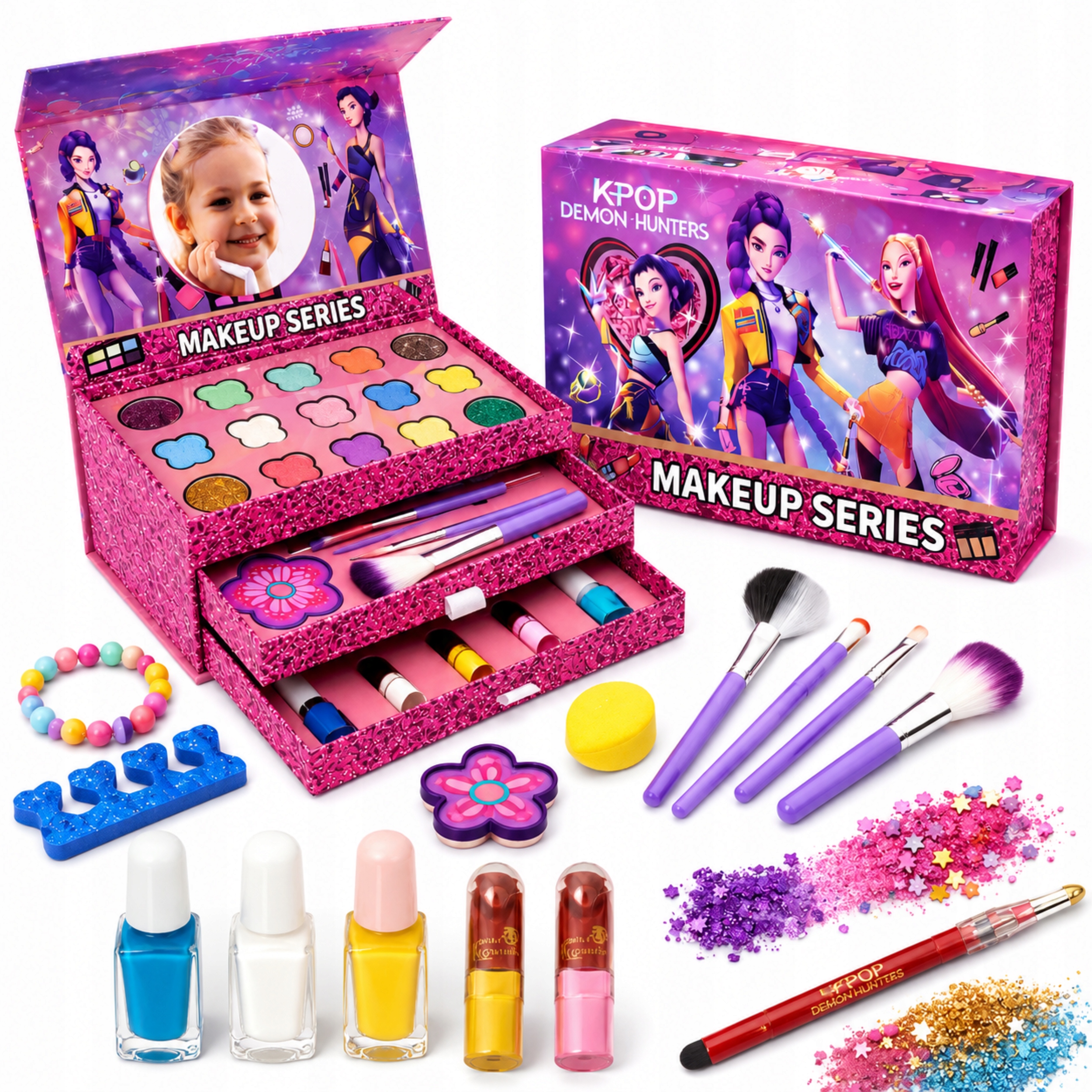 MAKIAŽO RINKINYS VAIKAMS, XXL BOX K-POP DEMON HUNTERS MAKEUP SERIES