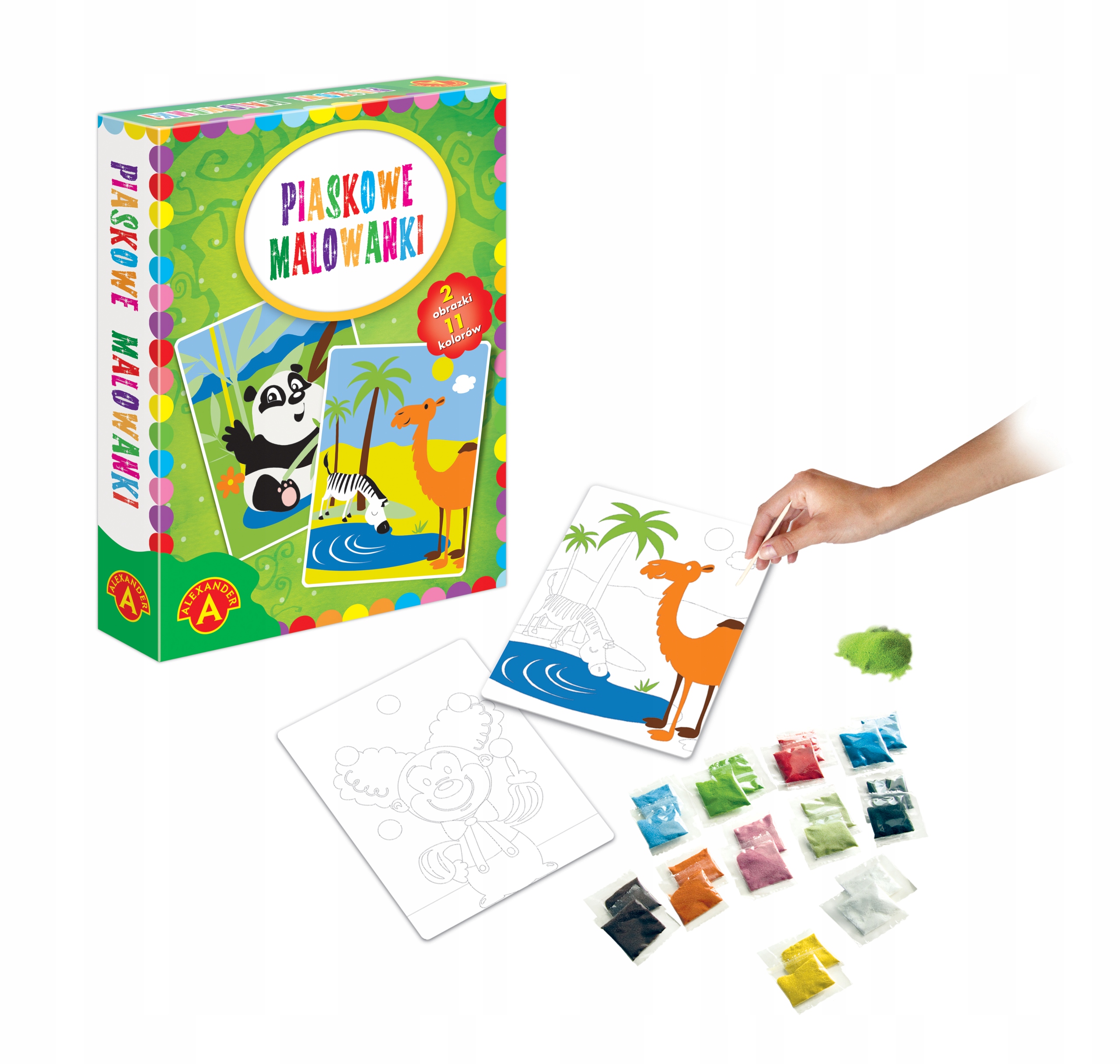 Smėlio dažymo puslapiai. Panda / kupranugaris