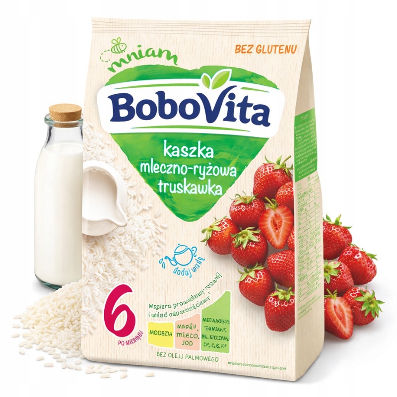 Bobovita ryžių kaša su braškėm 230 g nuo 6m