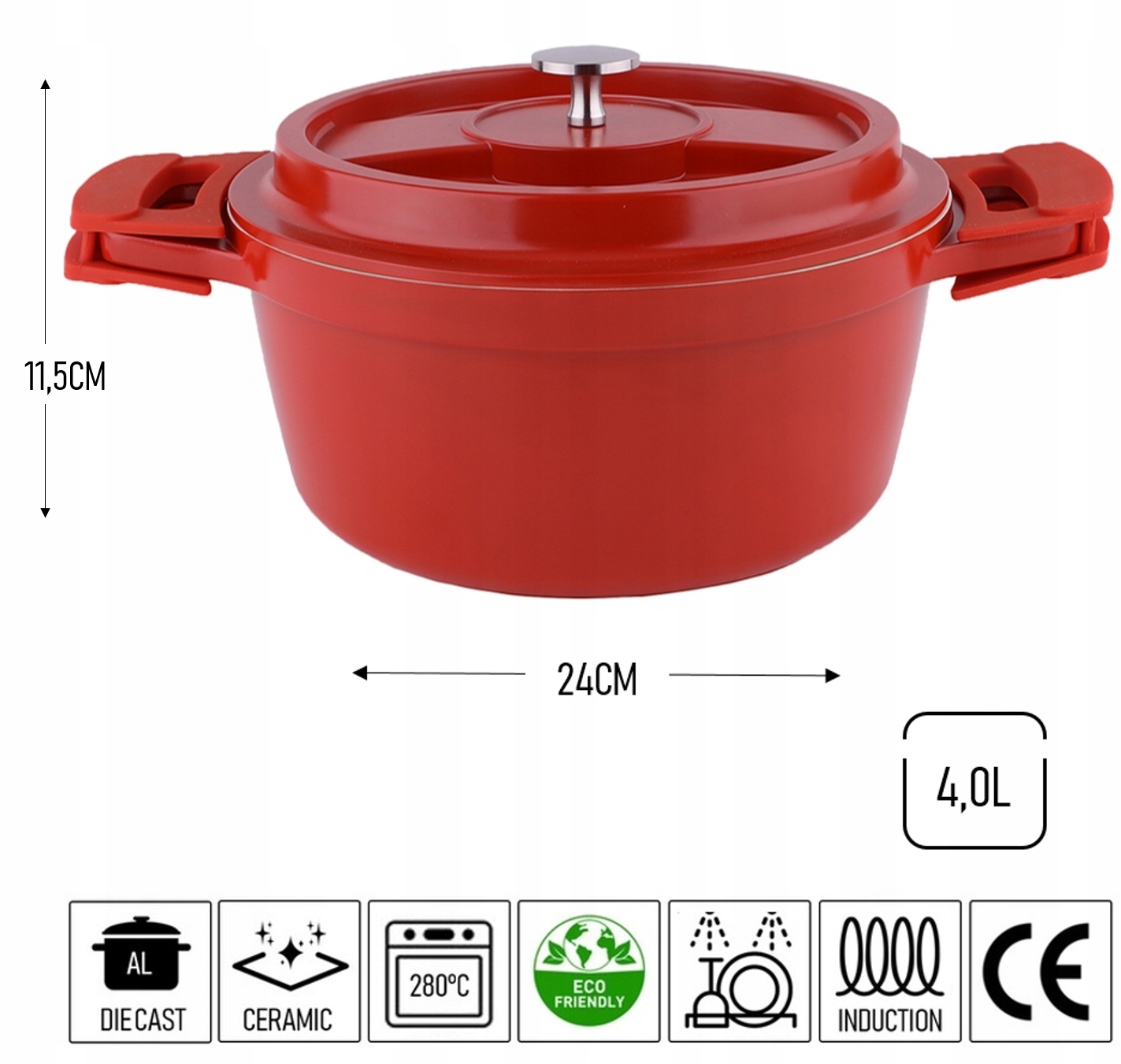 PUODINĖ OLANDIJOS ORGANĖ INDUKCINĖ OLANDŲ ORGANIS ALIUMINIS 22CM, 4L
