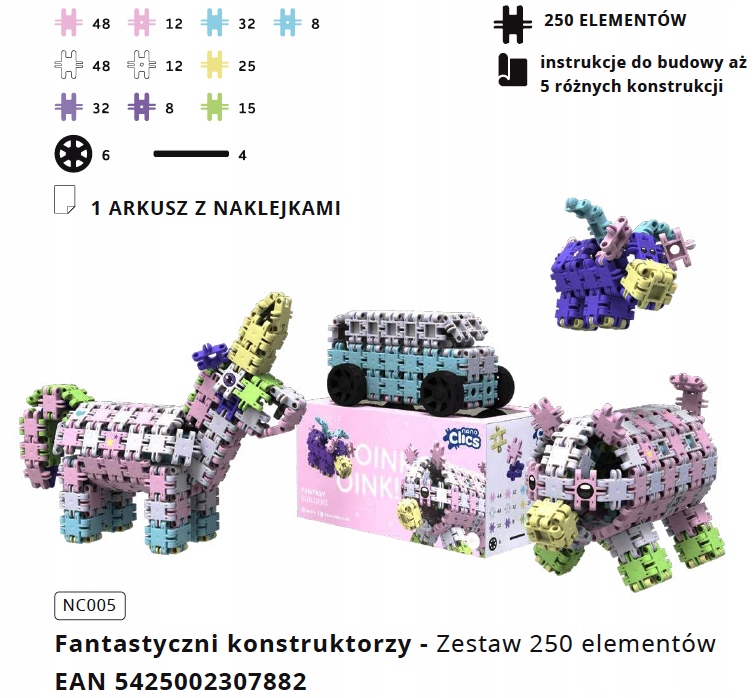Clics Nano klocki konstrukcyjne 250 elementų
