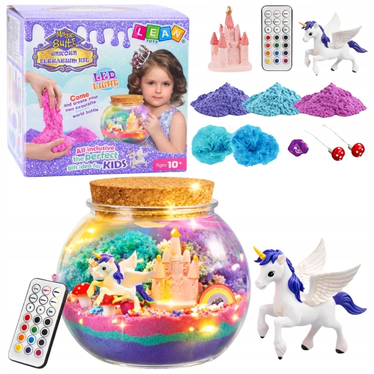 LEAN Toys terrariumas vienaragis LED šviesa