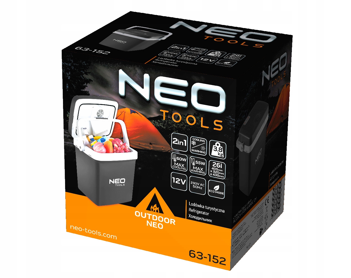 Neo Tools automobilio šaldytuvas 12V/230V 26L