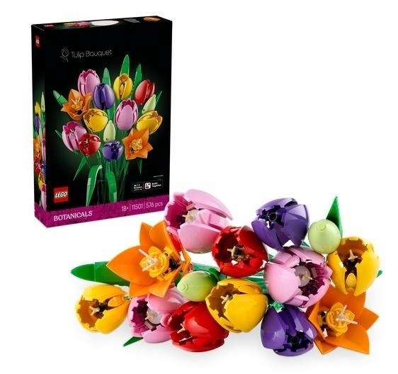 LEGO11501 Botanicals Tulpių puokštė žaislas, dovana gėlių mergaitei