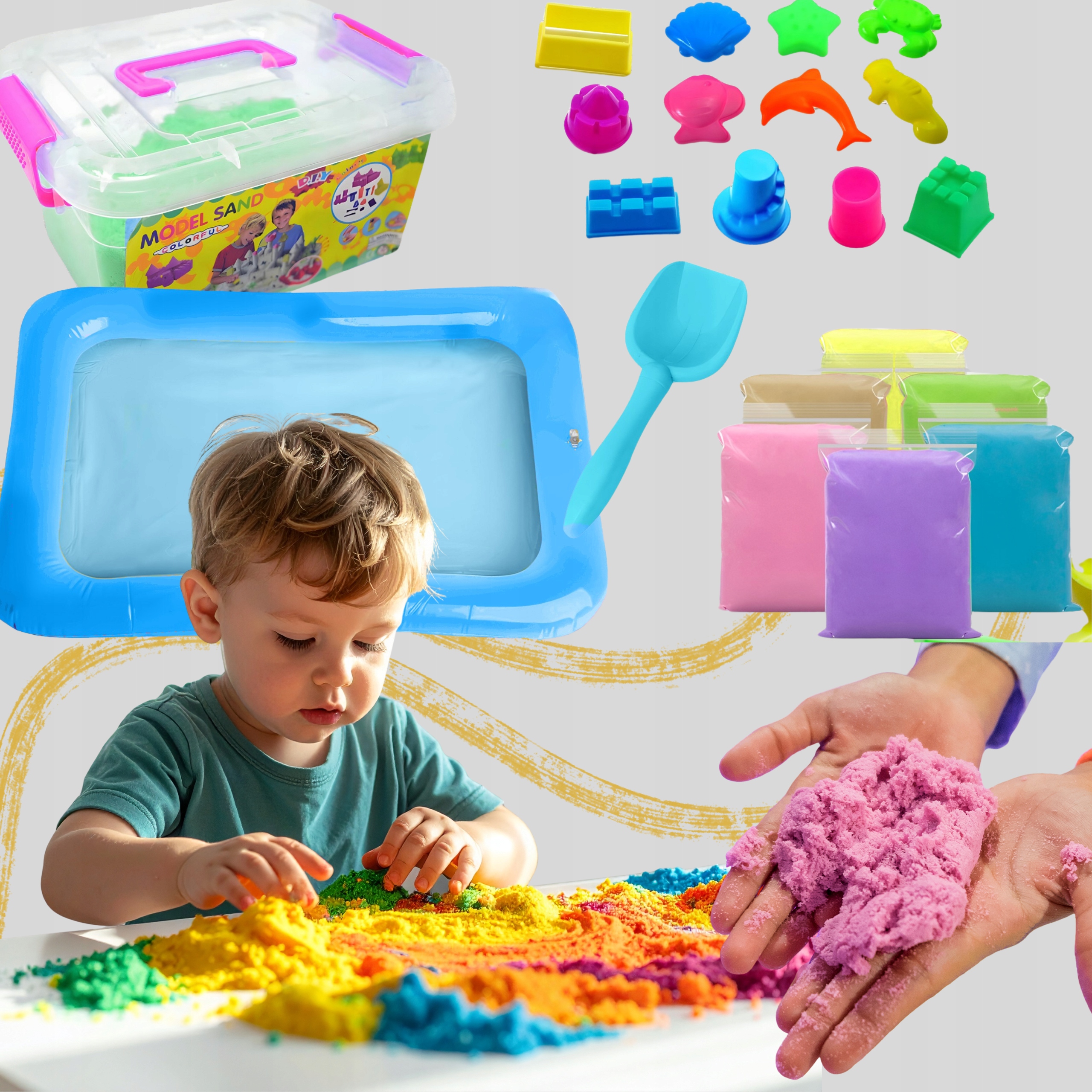 Shopek kinetinis smėlis 3 kg su formomis