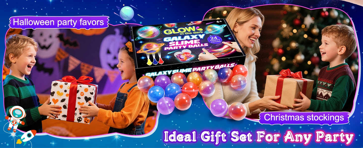 Cosmic Slime Balls rinkinys, vakarėlio dovana vaikams, 24 vnt