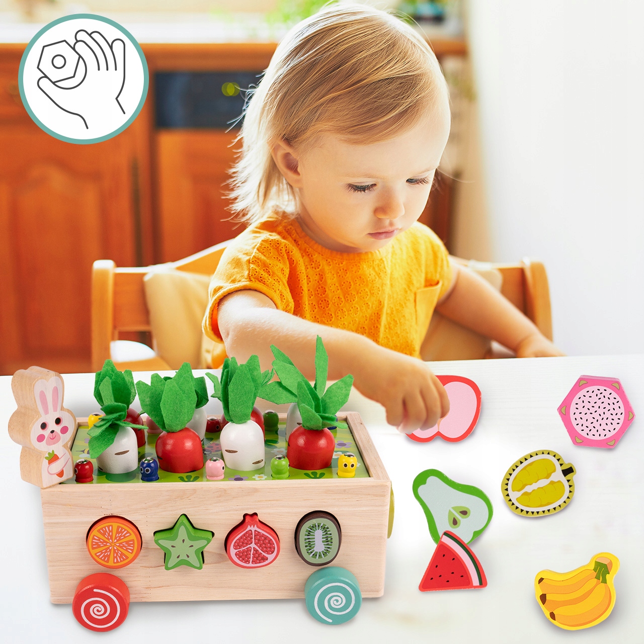 MalPlay medinė Montessori dėlionė su voleliu