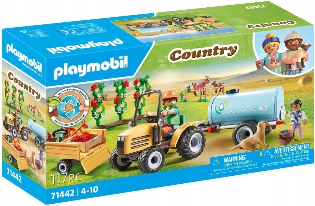 PLAYMOBIL 71442 Country Blocks Traktorius su priekaba ir vandens baku