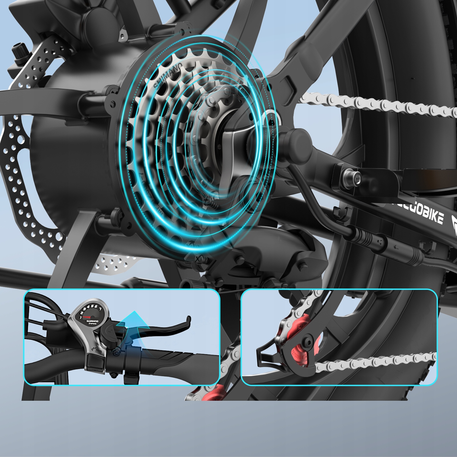 ALLGOBIKE AC20 2026 vyriškas/moteriškas elektrinis dviratis 20AH 120KM 20" 7 greičių