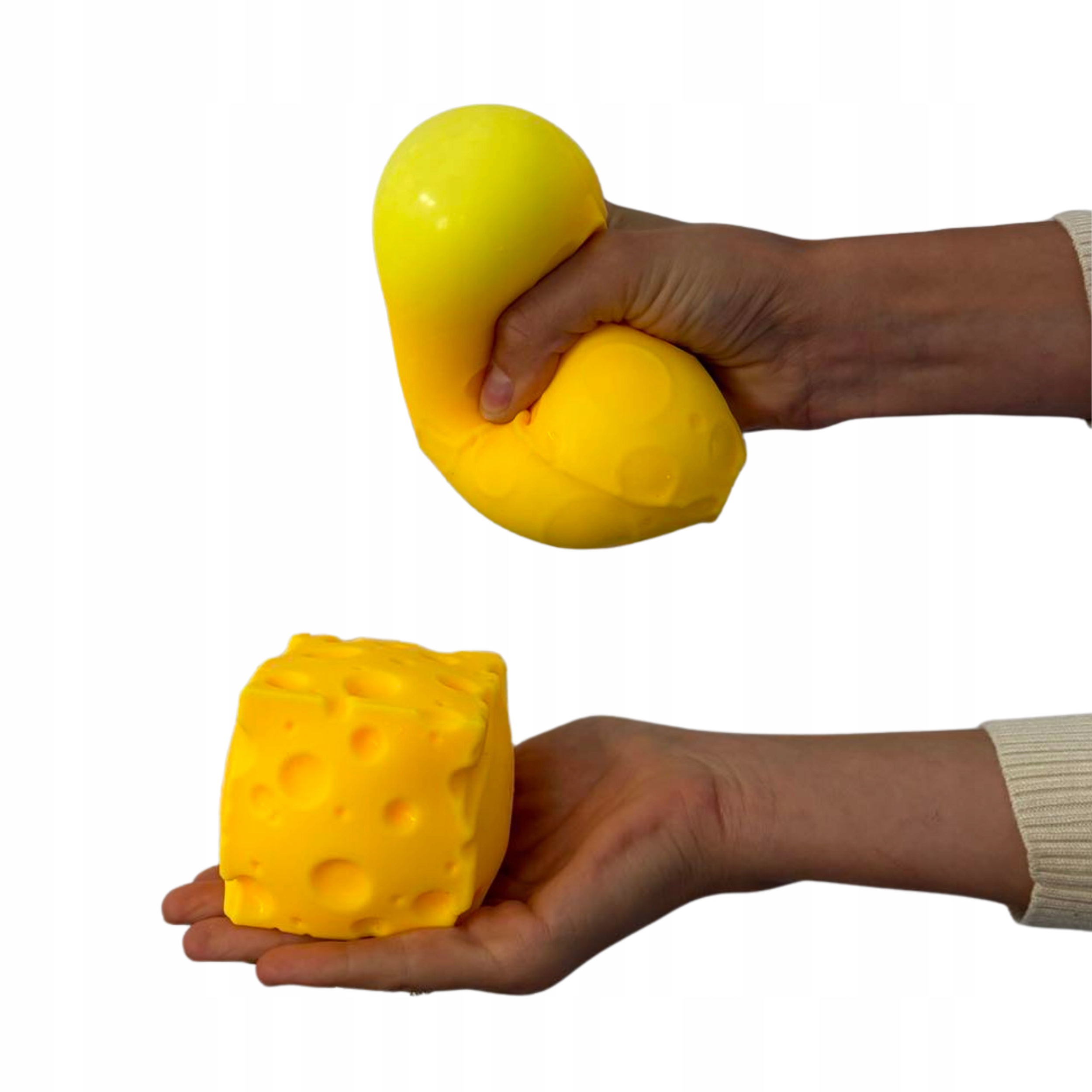 Didelis ANTISRESSAS GNIOTEK SŪRIS Geltonas sūrio kubelis SQUISHY MOCHI 9X9 cm