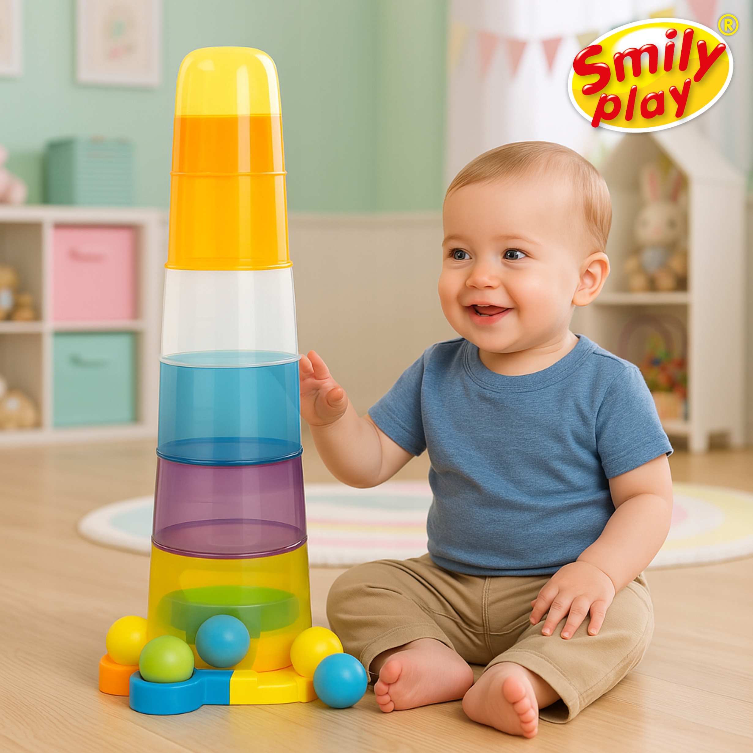 Smily Play sensorinė piramidė su kamuoliukais