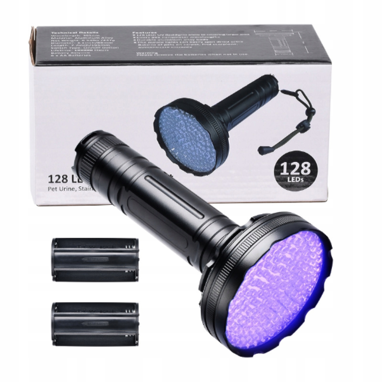 UV DETEKTORIUS 395NM 128 LED DEKLINIMAS GINTARO PAIEŠKAMS