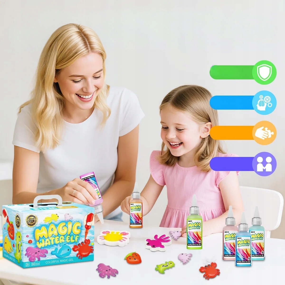 KŪRYBINIS RINKINYS MAGICAL WATER ANIMALS BOX GEL PELIETI DAŽAI