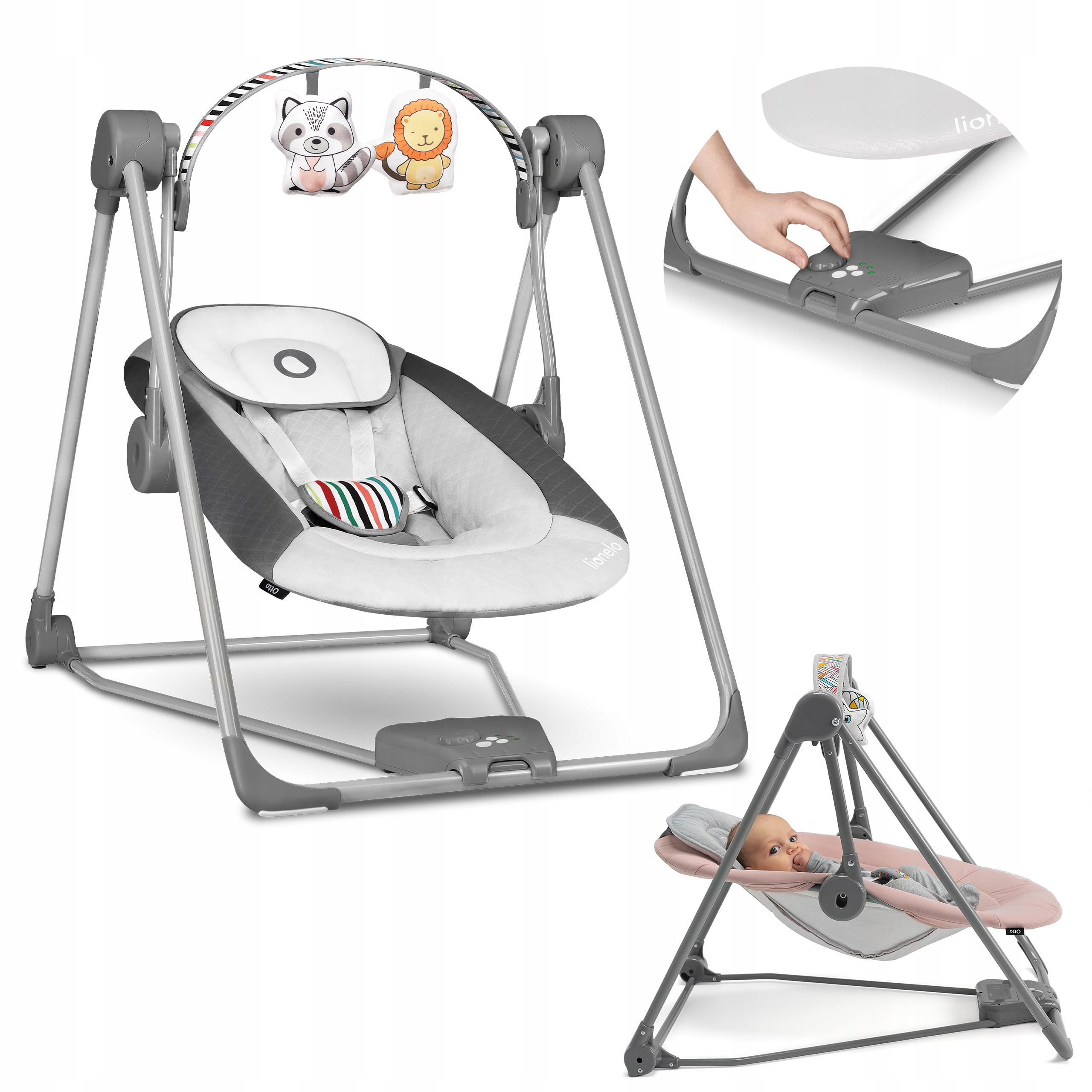 Lionelo Otto elektrinis supamasis lopšys 2in1 vaikams