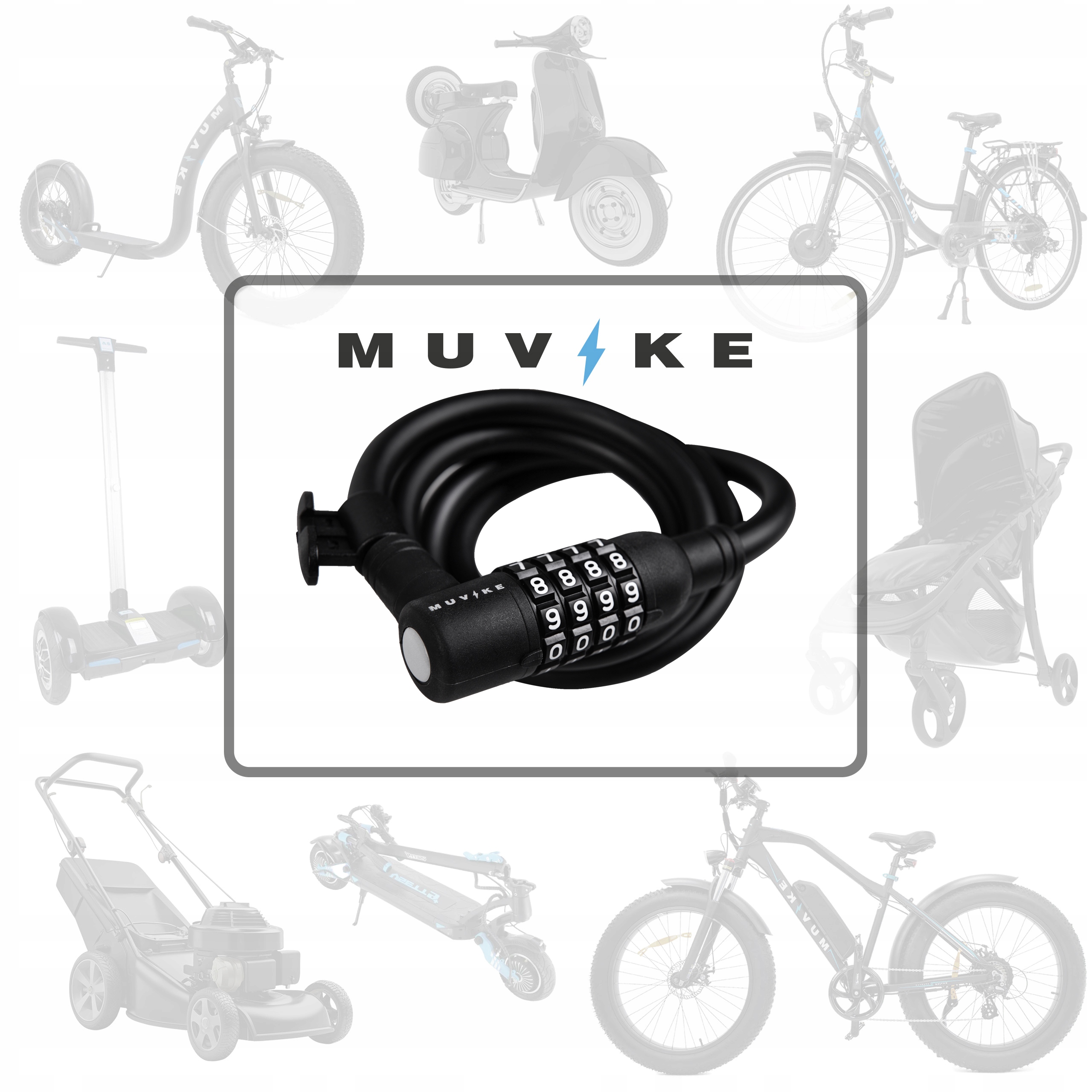 Muvike linksna užraktas su kodu 150 cm 12 mm