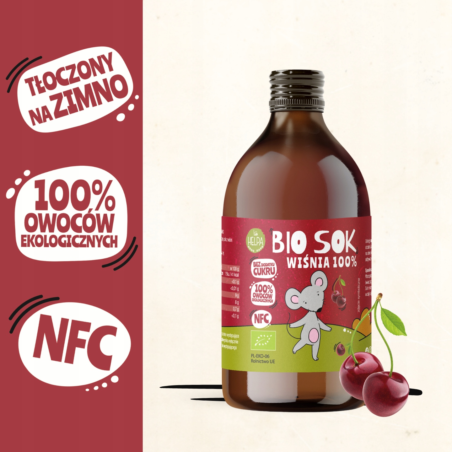 HELPA vyšnių nektaris 250ml - ekologiškas NFC 100%