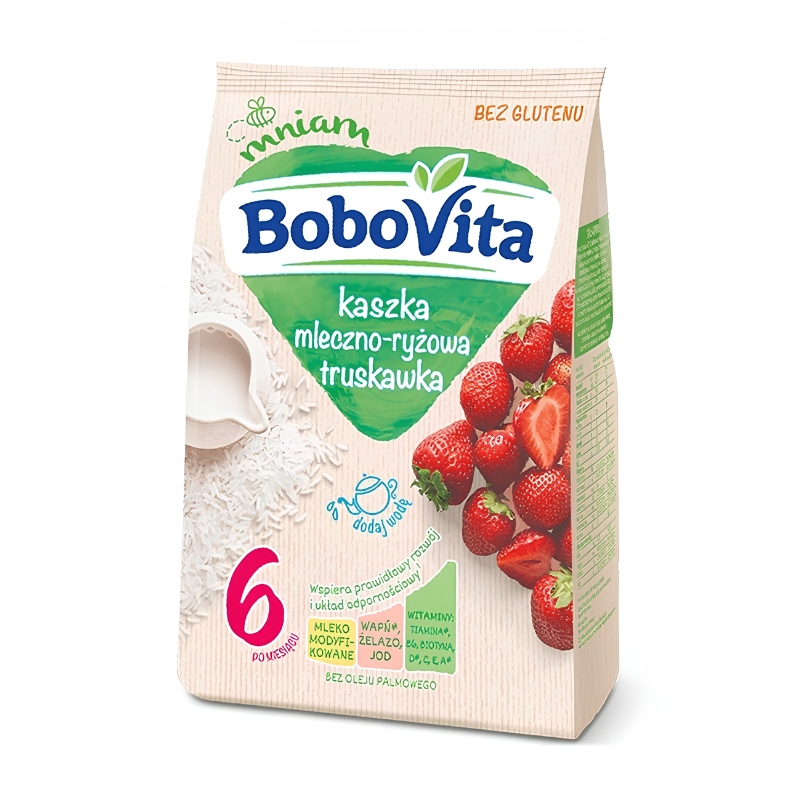 Bobovita ryžių kaša su braškėm 230 g nuo 6m