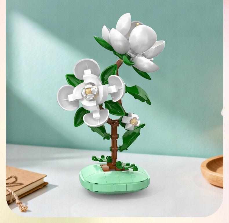CaDA Floral Art Camellia gėlė vazone 301 el C59029 statybiniai blokeliai